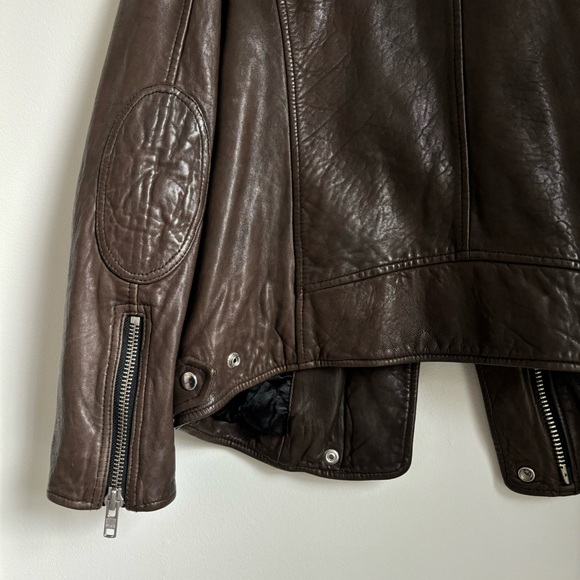 Isabel Marant Etoile Brown Bradi Biker Leather Jacket Size 40 / 8 US - Picture 6 of 10